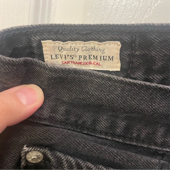 Levi’s Black High Loose Jeans Wide Leg Denim High Waisted Short Length - Picture 6 of 8